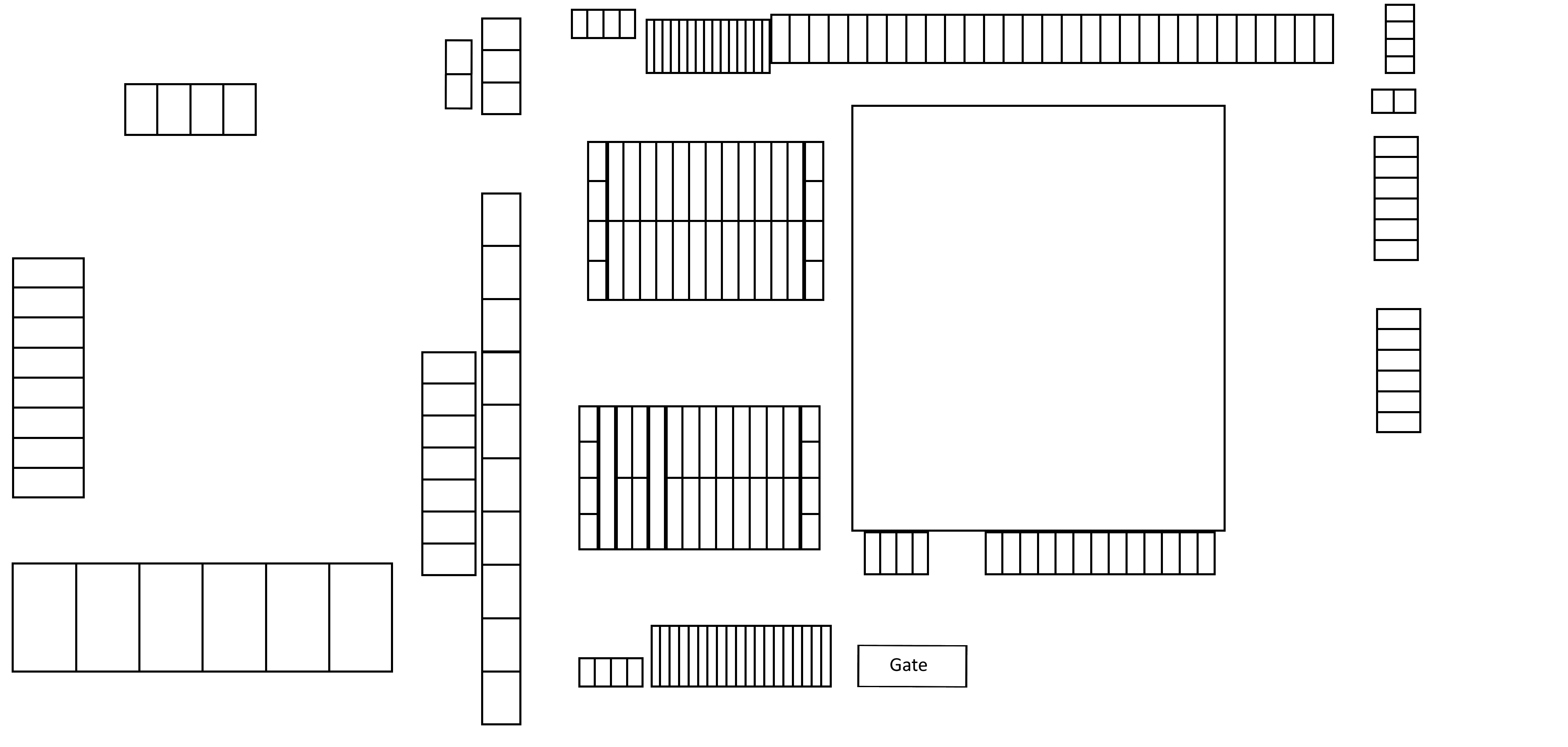A simplified overhead plan of a warehouse container yard